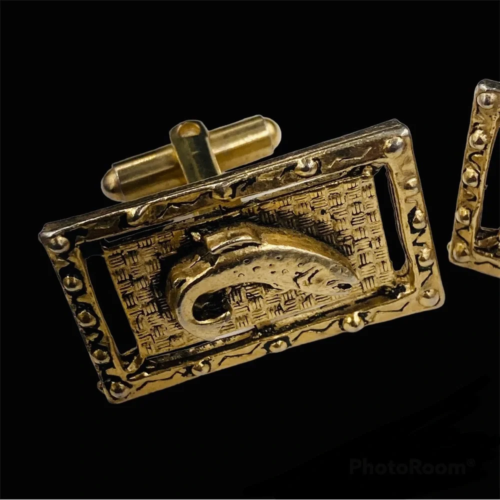 Large Vintage Leaping Trout Cuff Links